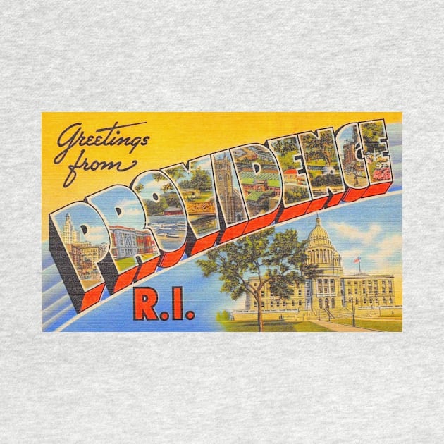 Greetings from Providence Rhode Island, Vintage Large Letter Postcard by Naves